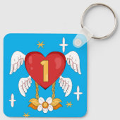 Angle Number One Heart Long Blonde Hair Princess Schlüsselanhänger (Rückseite)