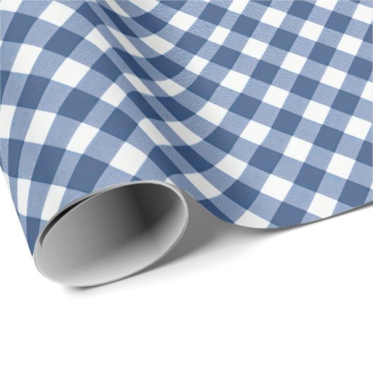 Angled Blue und White Gingham Geschenkpapier (Rolleneckpunkt)