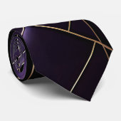 Angled Elegance - negro, morado, burdeos intenso Krawatte (Gerollt)