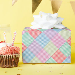 Angled Gingham Patchwork Geschenkpapier