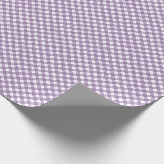 Angled Lavender und White Gingham Geschenkpapier (Ecke)