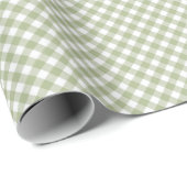 Angled Sage Green und White Gingham Geschenkpapier (Rolleneckpunkt)