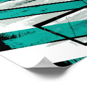 Angled Stripes with Teal Brush Textures Poster (Ecke)
