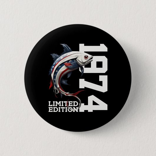 Angler 51. Geburtstag Fishing Limited Edition 1974 Button (Vorderseite)