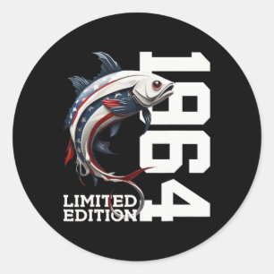 Angler 61. Geburtstag Fishing Limited Edition 1964 Runder Aufkleber
