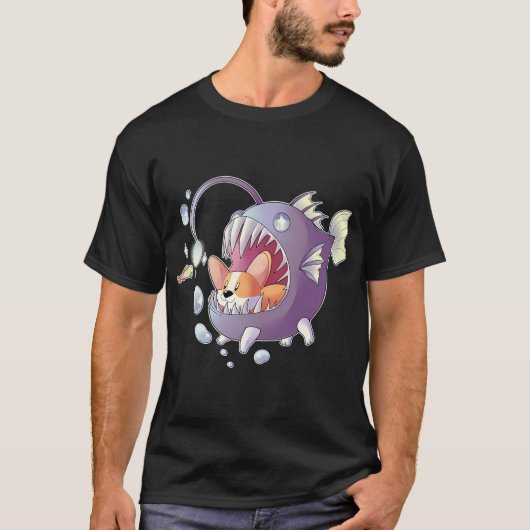 Angler Fisch Corgi T-Shirt (Vorderseite)