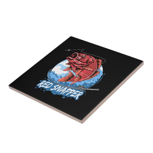 Angler-Fisch-Rot-Schnapper-Fischer-Artwork-Vektor Fliese (Seite)