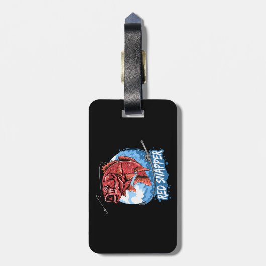 Angler-Fisch-Rot-Schnapper-Fischer-Artwork-Vektor Gepäckanhänger (Rückseite vertikal)