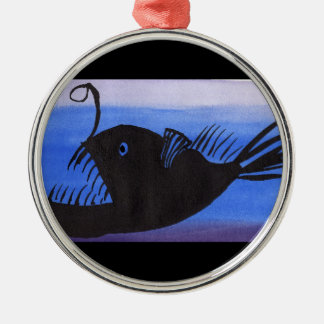 Angler-Fisch-Silhouette Silbernes Ornament