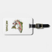 Angler-Gepäckanhänger – Regenbogenforellendesign Gepäckanhänger (Vorderseite horizontal)