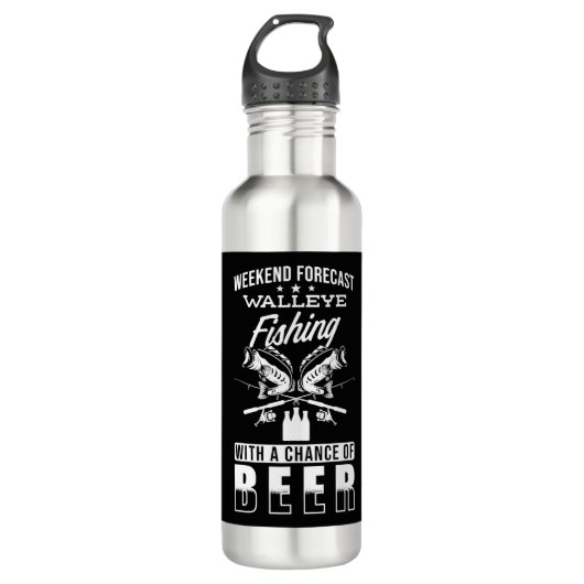 Angler Gift Walleye Fish Edelstahlflasche (Vorderseite)