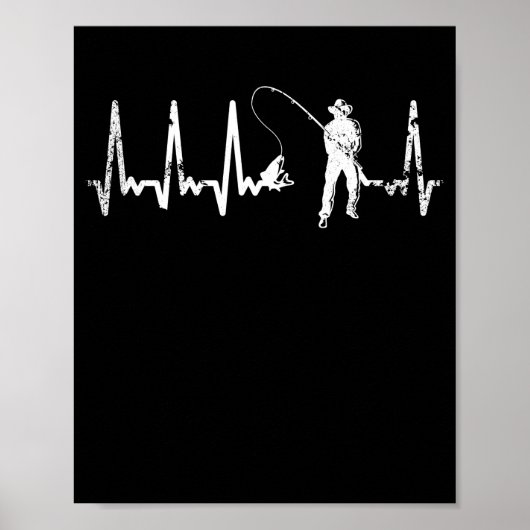 Angler Herzschlag Fischer Puls Fisch EKG Geschenk Poster (Vorne)