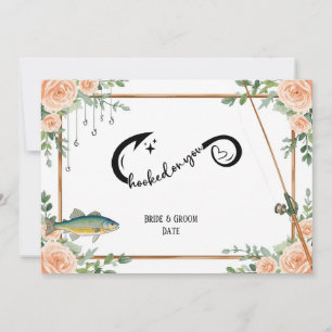 Angler-Hochzeit mit Rute und Blumen Einladung