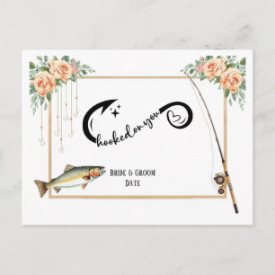 Angler-Hochzeit mit Rute und Blumen Postkarte