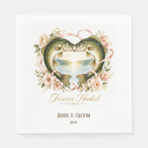 Angler-Hochzeit mit Rute und Blumen Serviette