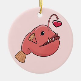 Angler in Liebe Keramik Ornament