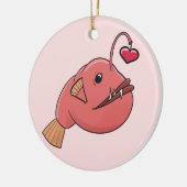 Angler in Liebe Keramik Ornament (Links)