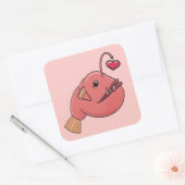 Angler in Liebe Quadratischer Aufkleber (Umschlag)