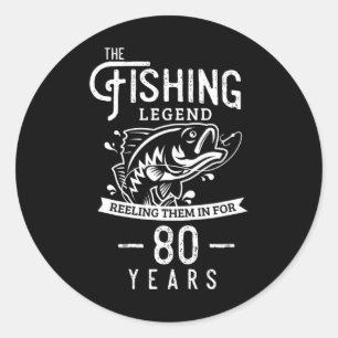 Angler-Legende 80 Jahre altes Geburtstagsgeschenk  Runder Aufkleber