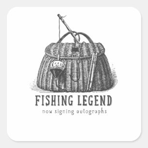 Angler-Legende Vintage-Köderbox Quadratischer Aufkleber