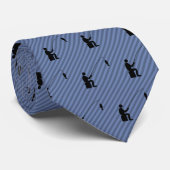 Angler mit Fisch - leicht grau am blauen Streifen Krawatte (Gerollt)