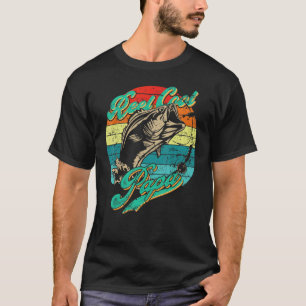 Angler Papa mit cooler Rolle Retro Sonnenuntergang T-Shirt