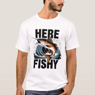 Angler-Shirt Hier-Fischig Grafik Lustiges T-Shirt