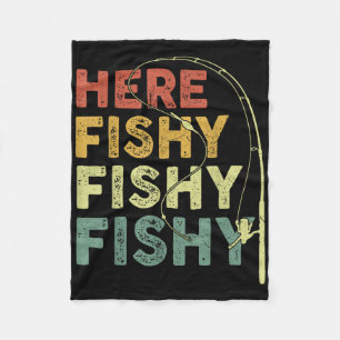 Angler-Shirt Hier-fischig Lustig B Fisch Dad Fleecedecke