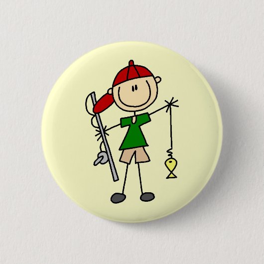 Angler-Strichmännchen-T-Shirts und Geschenke Button (Vorderseite)