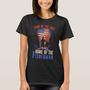 Angler unter amerikanischer Flagge Patriotic Fishi T-Shirt