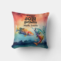 Angler zum 50. Geburtstag Fisch Aquarell