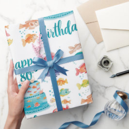 Angler zum 80. Geburtstag Wasserfarbe Geschenkpapier