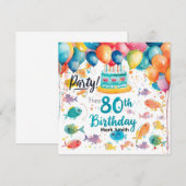 Angler zum 80. Geburtstag Wasserfarben  Einladung (Vorne/Hinten)