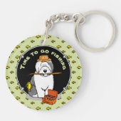 Anglerfisch Alte englische Schafhunde (Grau 1) Nie Schlüsselanhänger (Rückseite)