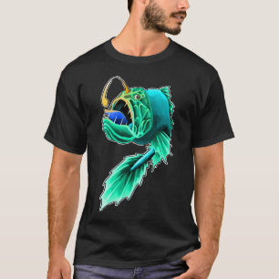 Anglerfisch blau mit orangefarbenem Licht T-Shirt