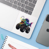 Anglerfish-Monstertruck Aufkleber (Laptop mit iPhone)