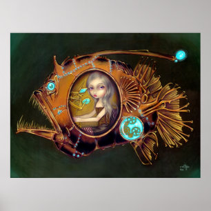Anglerfish Unterwassersteampunk unbedarfter Poster