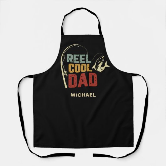 Anglergeschenk für Papa mit Namen Schürze (Vorderseite)
