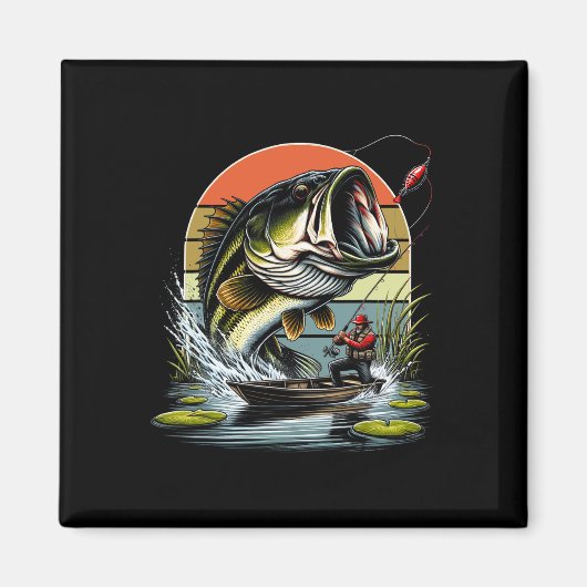 Anglergrafik Großmaul B-Fisch Magnet (Vorne)