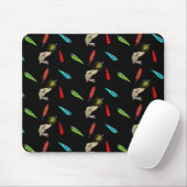 Anglerköder mit Fisch auf Schwarz Mousepad (Mit Mouse)