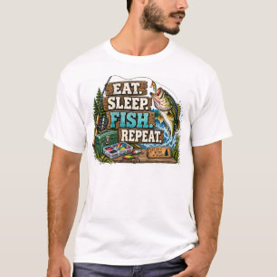 Anglerleben Essen Schlafen Fischen Wiederholen T-Shirt