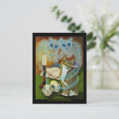 Anglerliche Alte Freunde, Ghost Cat Art Postcard Postkarte (Stehend Vorderseite)