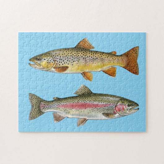 Anglerliebhaber – Forellenangler Design Puzzle (Horizontal)