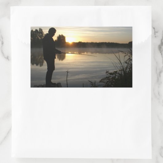 Anglermorgen Rechteckiger Aufkleber (Tasche)