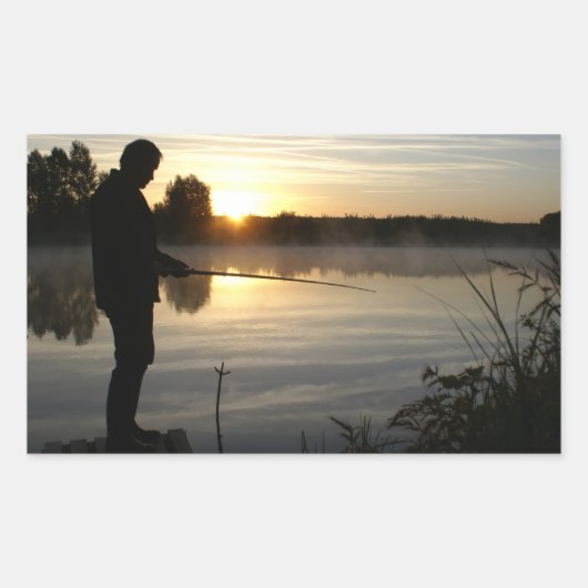 Anglermorgen Rechteckiger Aufkleber (Vorderseite)