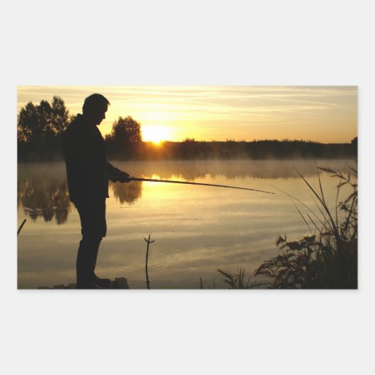 Anglermorgen Rechteckiger Aufkleber (Vorderseite)