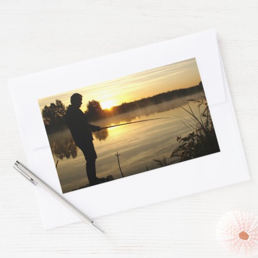 Anglermorgen Rechteckiger Aufkleber (Umschlag)