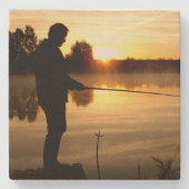 Anglermorgen Steinuntersetzer (Vorderseite)