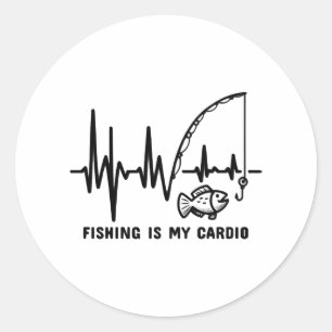 Anglerpuls - Fischen ist mein Cardio-T-Shirt Runder Aufkleber