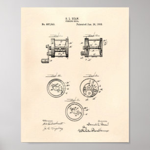Anglerrolle 1892 Patent Kunst Alte Zeitung Poster